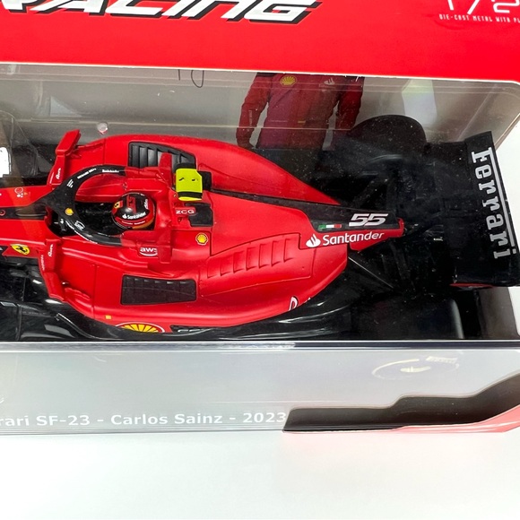 Ferrari SF-23 #55 Carlos Sainz Formula One F1  2023 Burago Diecast 1/24 Sz 9.5” - Picture 14 of 15